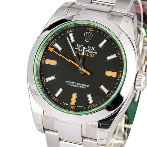 rolex milgauss blue dial green crystal 2014|Rolex Milgauss gv price.